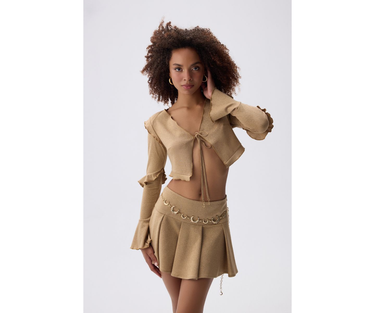 Женский топ Luna B Vera V-Neck Long Sleeve Crop, цвет: Хаки — фото 1