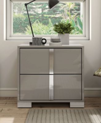 Erina 23.5" Wood Glossy 2-Drawer Nightstand