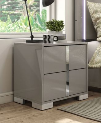 Erina 23.5" Wood Glossy 2-Drawer Nightstand