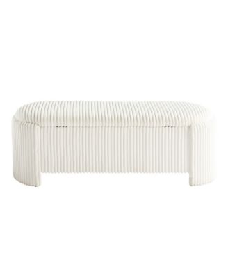 Jorvien 50" Wood Oval Corduroy Storage Bench