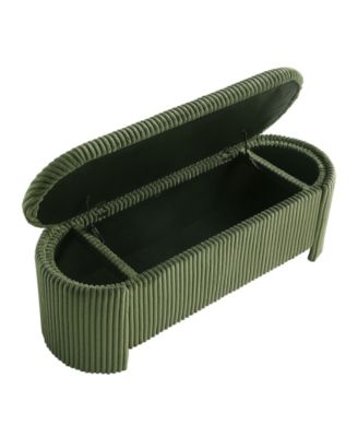Jorvien 50" Wood Oval Corduroy Storage Bench