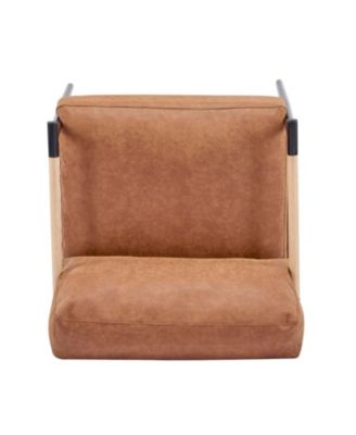 Modern Accent Chair with Metal Frame & Wooden Armrest