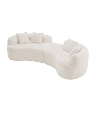 Streamdale Curved Teddy Velvet Sofa - Compact 4 Seater