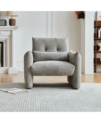 Streamdale Modern Tufted Accent Chair with Velvet Upholstery and Lumbar Pillow