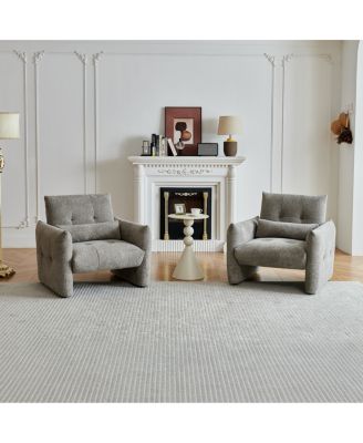 Streamdale Modern Tufted Accent Chair with Velvet Upholstery and Lumbar Pillow