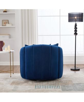 Upholstered 360° Swivel Accent Barrel Chair and Half Cozy Sofa with 3 Pillows