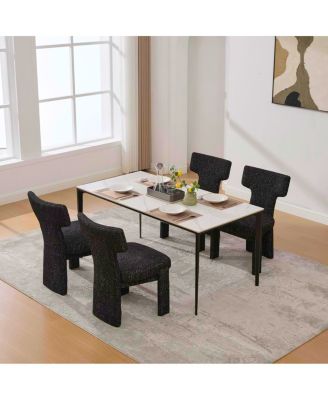 Modern Chenille Dining Chair Set of 4, Armless Curved Back Accent Chairs
