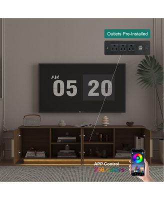 TV Stand with 16 Color LEDs, 68" Modern TV Cabinet Entertainment Center