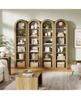 74.8" Tall Arched Bookshelf, 6-Tier Narrow Open Bookcase(1 PC)