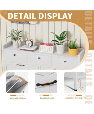 Hidden Slim 4 Flip Drawer & 3 Drawer Feature Shoe Storage Cabinet