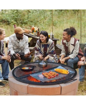 36 Inch Foldable Fire Pit Grill Grate, Heavy Duty Steel Campfire Cooking Grid with Handles