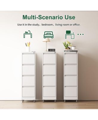 4 Drawer Metal Locking Vertical File Cabinet on Wheels - for Home Office Organizer, Heavy-Duty Filing Storage Cabinet for Letters/Legal/A4