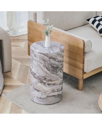 Simple marble textured coffee table, 12" x 19.7", MDF, industrial style