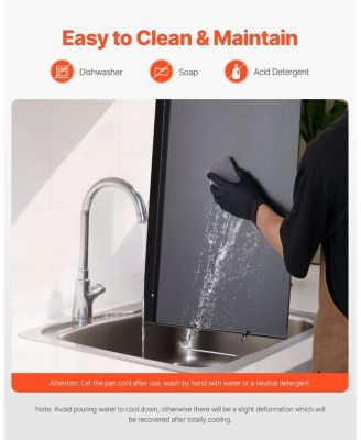 24 x 16 Inch Carbon Steel Griddle Plate for Gas Grill with Handles