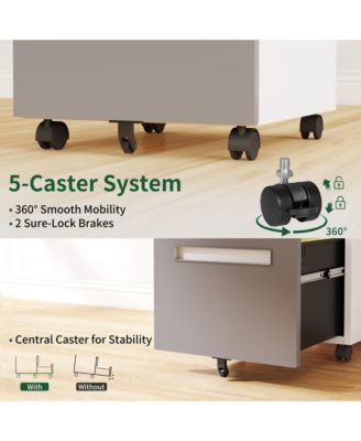 2-Drawer Mobile File Cabinet with Lock, Metal Storage Cabinet on 360° Wheels for Home Office Organizer, Holds A4/Letter/Legal Files
