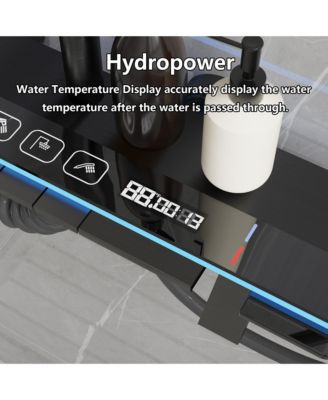 3-Spray Shower Faucet 2.5 GPM with Piano Button Control, LED Temperature Display and Ambient Light