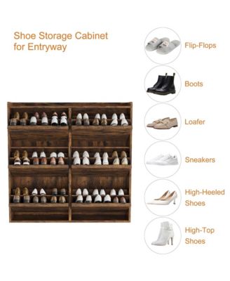 Shoe Cabinet with 6 Flip Drawers, Hidden Shoe Storage Organizer for Entryway, Wooden Shoe Rack with Adjustable Shelf