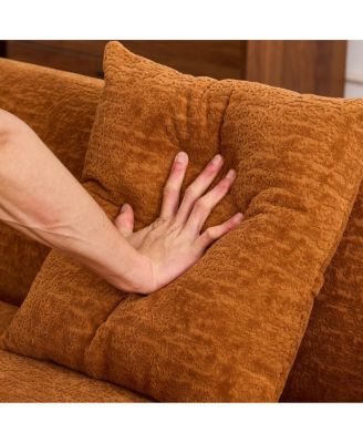 Boneless L-Shape Sectional Sofa with Curved Chaise, Modular Chenille Couch