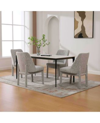 Modern Minimalist Chenille Upholstered Dining Chair Set of 4