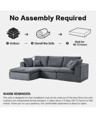 Modern L-Shaped Sectional Sofa with Chaise Lounge, Corduroy Couch