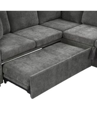Sectional Sofa Bed L-Shape Sleeper with Hidden Storage