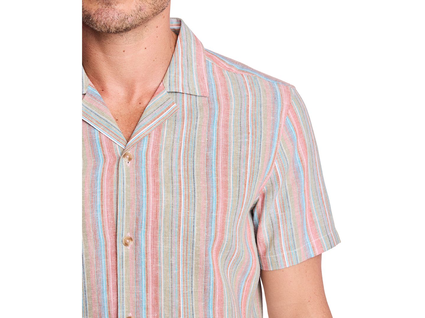 Мужская рубашка Paisley & Gray Striped Short-Sleeve, цвет: Океанский коралловый полосатый — фото 4