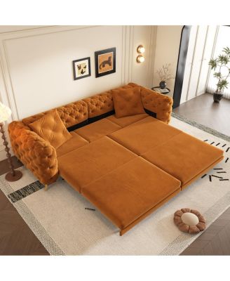 3-in-1 Convertible Sleeper Sofa with Pull-Out Bed and Ottoman