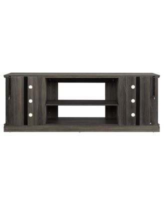 Faux Stacked Stone TV Stand with Storage Cabinet