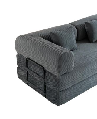 Convertible Corduroy Sleeper Sofa Bed with Pillow