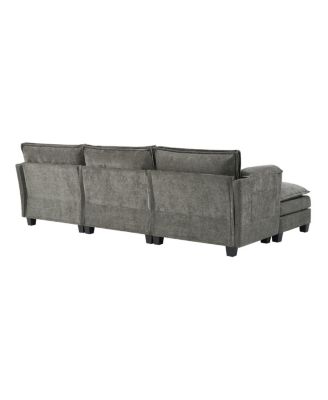 L-shaped sofa with storage, cotton-linen velvet, 3-seater, living room/office