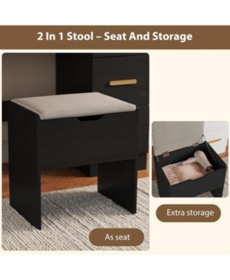 45.9" Makeup Vanity Desk with Large Lighted Mirror, Easy to Assemble