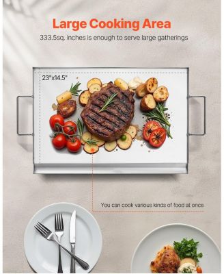 23 x 16 Inch Stainless Steel Griddle Plate for Gas Grill with Handles