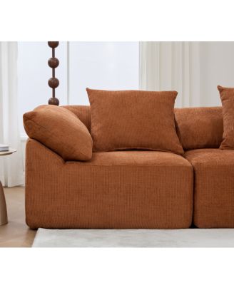 Chenille 5-Seat L-Shaped Modular Sectional Sofa with Ottoman