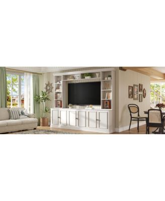 97.4"W 4-Piece Wall Unit Entertainment Center with Bookshelf for TVs Up to 70".