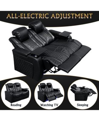  62.2" Power Recliner 2 PC, Top-Grain Nappa, Smart Charging, RGB LED