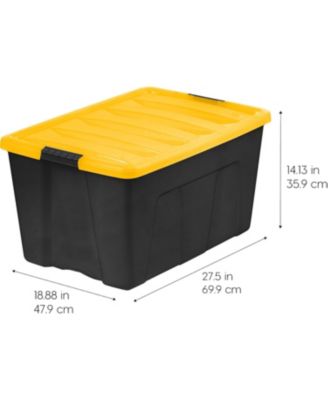 USA 94 Qt Plastic Storage Bins Stackable with Latching Lids, BPA-Free, Durable Nestable Containers, 4-Pack