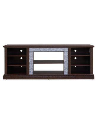 Faux Stacked Stone TV Stand & Media Console w/ Storage Cabinet