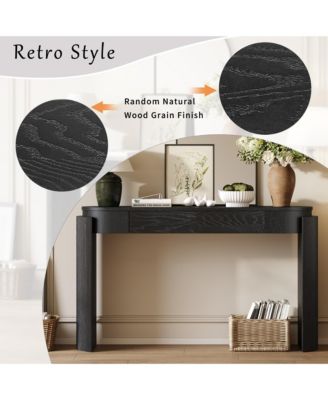 Storage Cabinet Console with Fluted Design, Oval Top and 2 Drawers