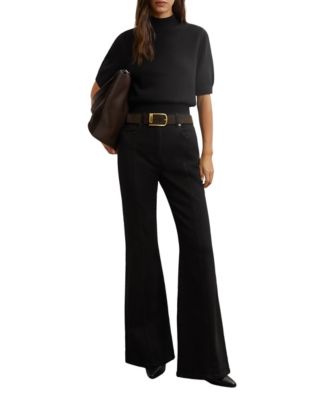 Women's Cotton and Wool Funnel-Neck Knit Top