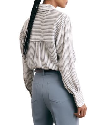 Women's Stripe Concealed-Placket Shirt