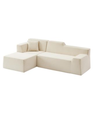 Modern minimalist L-shaped corduroy high back sofa