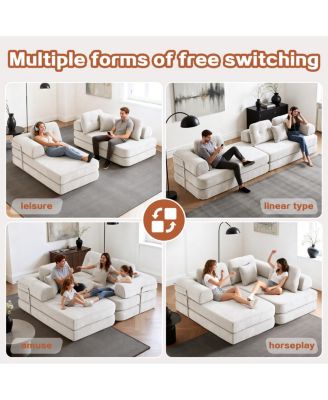 104" Boneless Chenille Memory Foam Modular Sectional Sofa with Chaise - No Assembly