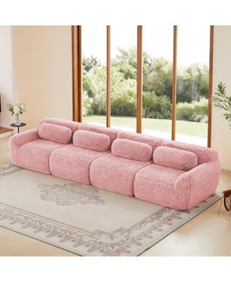 149" Plush Boneless Sofa with Ergonomic Design, Free Combination Buckle