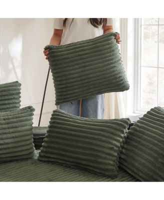 78.5-Inch Corduroy Semi-Circular 2-in-1 Sofa Bed with Neck Pillow & 5 Throw Pillows