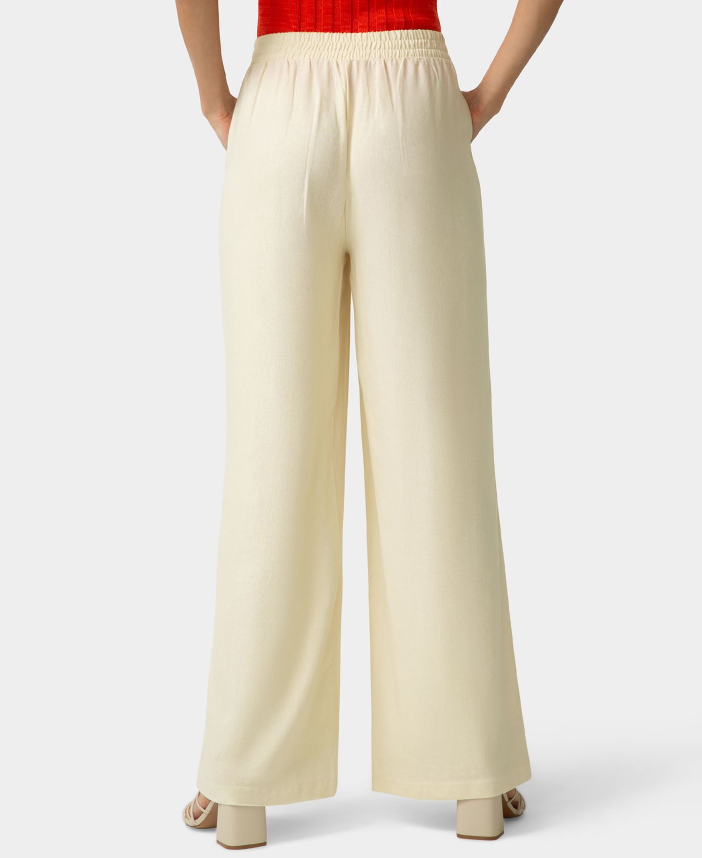Женские брюки Hue Coastal Linen Palazzo Pant, цвет: Экрю — фото 7