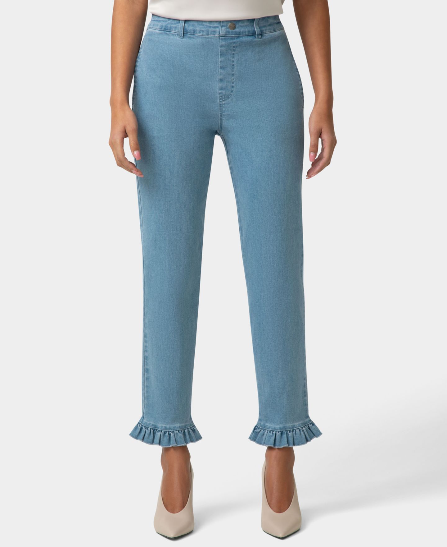 Женские брюки Hue Ruffle Denim Skimmer Pull-On Pant, цвет: Шамбре — фото 1
