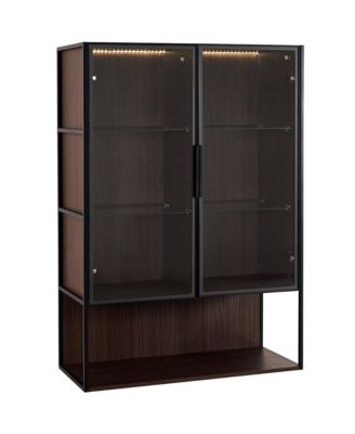 Casainc Modern 51.2" Tall Lighted Display Cabinet with Tempered Glass Door and Metal Frame