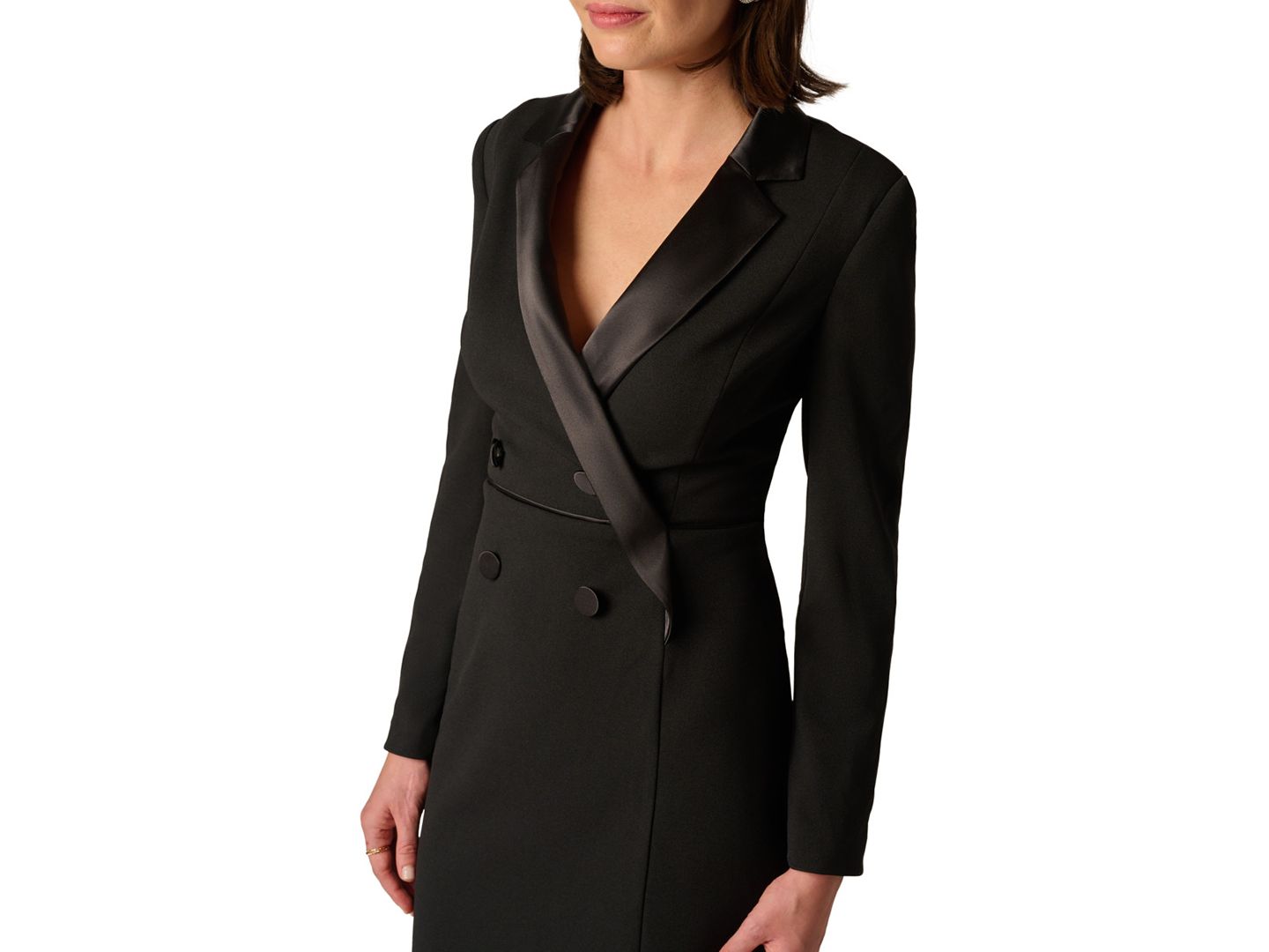 Женское платье Adrianna Papell Tuxedo Long-Sleeve Sheath, цвет: Чёрный — фото 5