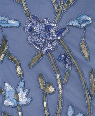 Women's Square-Neck Beaded Mesh Gown