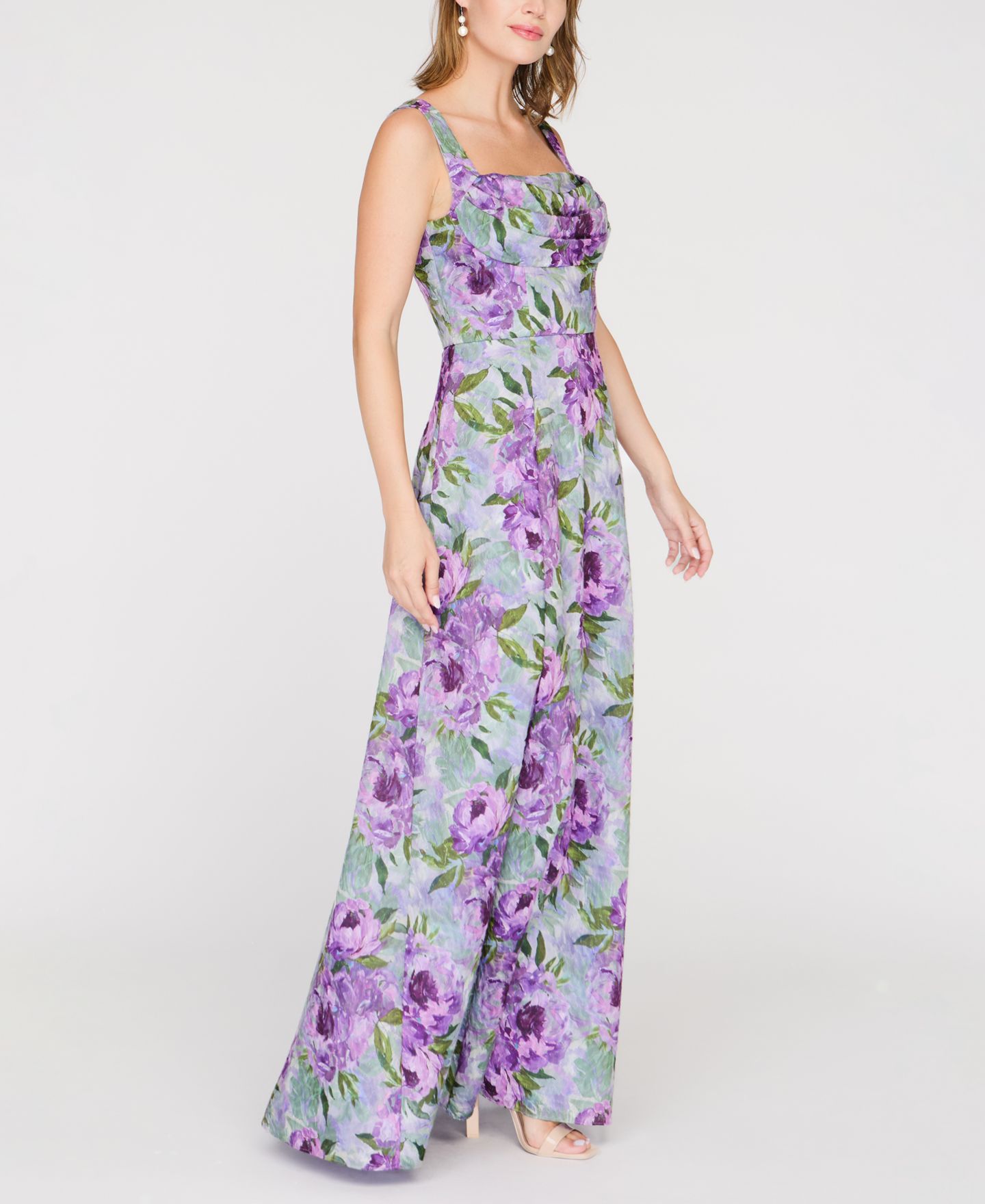 Женское платье JS Collections Jordana Square Neck A-Line Gown, цвет: Фиолетовый — фото 2